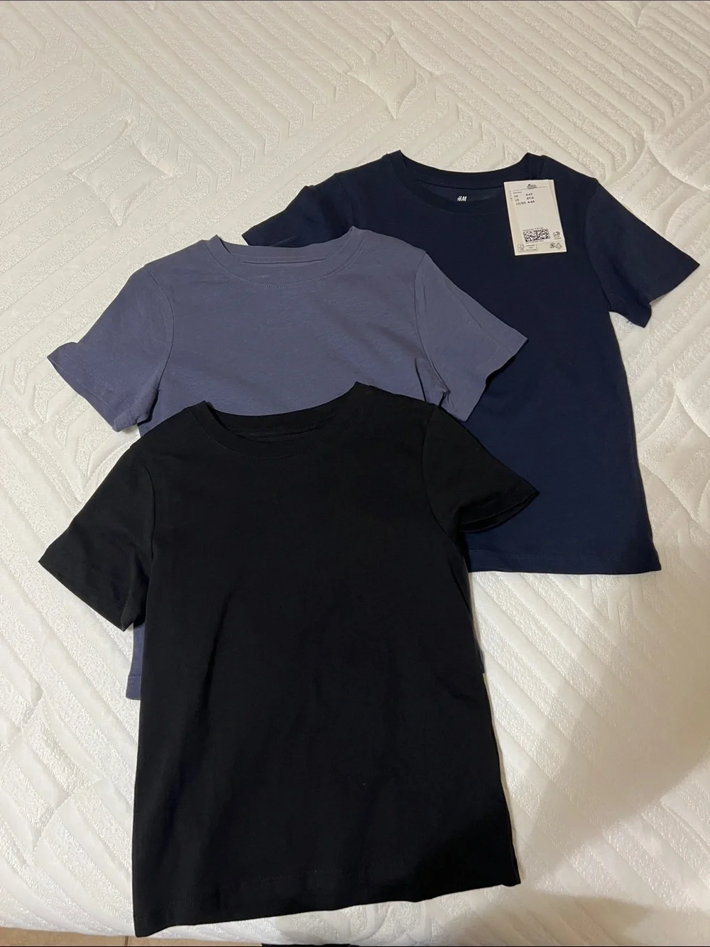 H&M Kids Short Sleeve Tees - Black, Navy, Slate Blue (3-Pack)